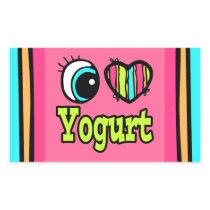 Bright Eye Heart I Love Yogurt Rectangular Sticker