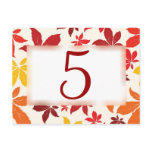 Bright Fall Leaves Wedding Table Number