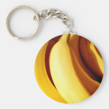 Bright fresh yellow bunch of ripe bananas key chain