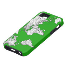 bright green atlas world map ink drawing art.jpg iPhone 5 case