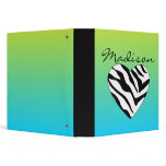 Bright Green & Blue Zebra Heart