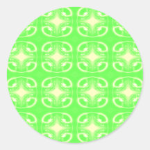 Bright Green Futuristic Pattern. Round Stickers