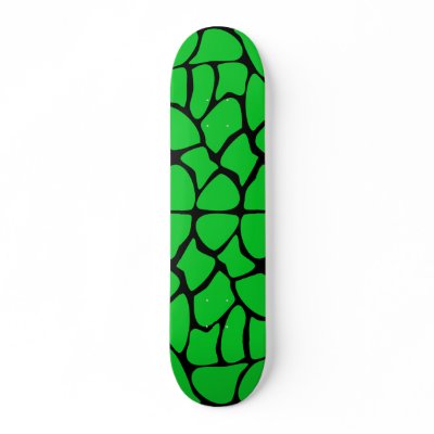 Bright Green Giraffe Print Pattern. Skateboard Deck by Graphics_By_Metarla