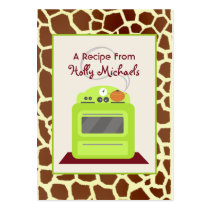 Bright Green Retro Stove & Giraffe Recipe Cards Business Card