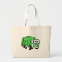 Bright Green Smiling Garbage Truck Cartoon