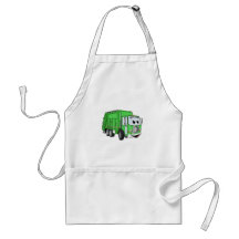 Bright Green Smiling Garbage Truck Cartoon Aprons