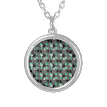 Bright Green, white and Black Floral Print Jewelry