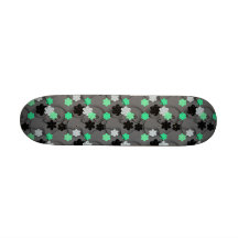 Bright Green, white and Black Floral Print Skate Board Decks
