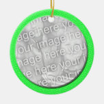 bright green with white dots pattern photo frame ornaments