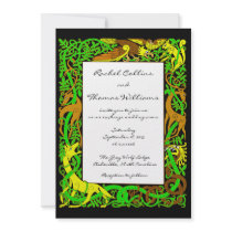 Bright Greens Celtic Animals Wedding Invitation