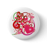 Bright Hearts and Scrolls for Lovers Pinback Buttons