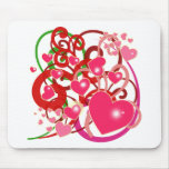 Bright Hearts and Scrolls for Lovers Mouse Pad
