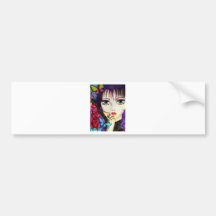 Bright manga decorative artwork bumper sticker