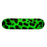 BRIGHT NEON GREEN LIME BLACK ANIMAL PRINT PATTERN SKATE BOARD DECK