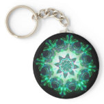 Bright Neon Starburst Kaleidoscope in Green Keychains