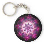 Bright Neon Starburst Kaleidoscope in Pink/Purple keychains