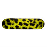 BRIGHT NEON YELLOW LEMON BLACK ANIMAL PRINT PATTER CUSTOM SKATE BOARD