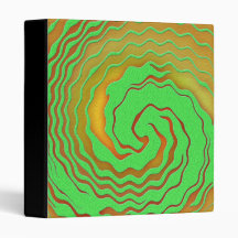 Bright Orange and Green Abstract Swirl 3 Ring Binders