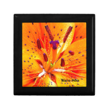 Bright Orange Artsy Flower GiftBox - Personalized! Trinket Boxes