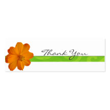 Bright Orange Floral Thank You Note Business Card