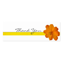 Bright Orange Floral Thank You Note Business Cards