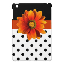 Bright orange flower polka dot ipad mini case