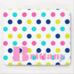 Bright Pastel Polka Dots Personalized Name Mousepads