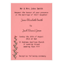 Bright peach Rose Wedding Invitations
