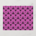 Bright Pink and Black Damask pattern. Flyer