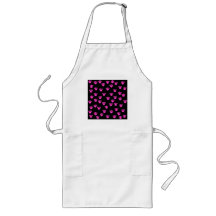 Bright Pink and Black Paw Print Pattern. Aprons