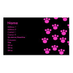 Bright Pink and Black Paw Print Pattern. Business Card