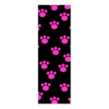 Bright Pink and Black Paw Print Pattern. Business Card Template