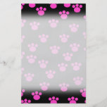 Bright Pink and Black Paw Print Pattern. Full Color Flyer