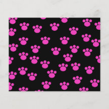 Bright Pink and Black Paw Print Pattern. Flyer