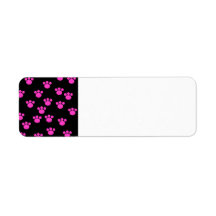 Bright Pink and Black Paw Print Pattern. Custom Return Address Labels