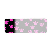 Bright Pink and Black Paw Print Pattern. Custom Return Address Labels