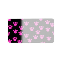 Bright Pink and Black Paw Print Pattern. Labels