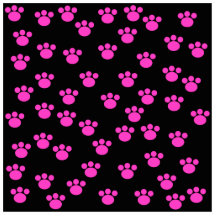 Bright Pink and Black Paw Print Pattern. Photo Cut Out