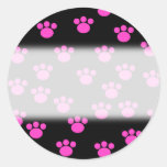 Bright Pink and Black Paw Print Pattern. Sticker