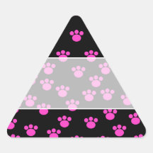 Bright Pink and Black Paw Print Pattern. Stickers