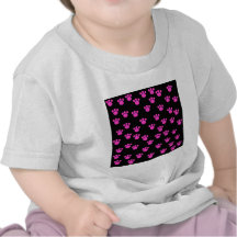 Bright Pink and Black Paw Print Pattern. T Shirts