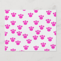 Bright Pink and White Paw Print Pattern. Custom Flyer