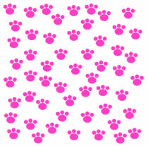 Bright Pink and White Paw Print Pattern. Photo Cut Out
