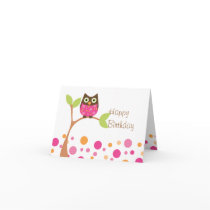 Bright Pink Baby Owl Greeting Cards