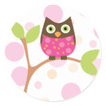 Bright Pink Baby Owl Sticker
