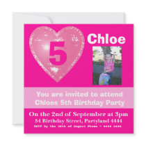 Bright Pink Birthday Invitations for Girls