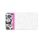 Bright Pink & Black Damask Dots Shipping Personalized Address Label
