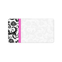 Bright Pink & Black Damask Dots Shipping Personalized Address Label