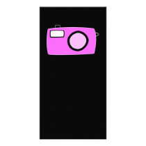 Bright Pink Camera. On Black. Photo Card Template