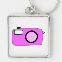 Bright Pink Camera. On White. Keychains